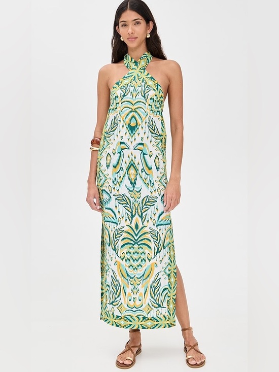 FARM Rio Dresses & Skirts - FARM Rio Green, Yellow & White Halter Maxi Dress